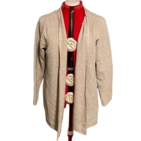 Cyrus Tan Ribbed Open Front Cardigan Long Sleeve 1X NWT - Picture 1 of 8